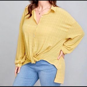 Sunny yellow drop shoulder high/low blouse
